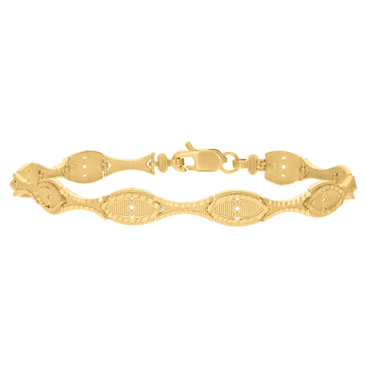 10K Yellow Gold Womens Link Fashion 7" Bracelet