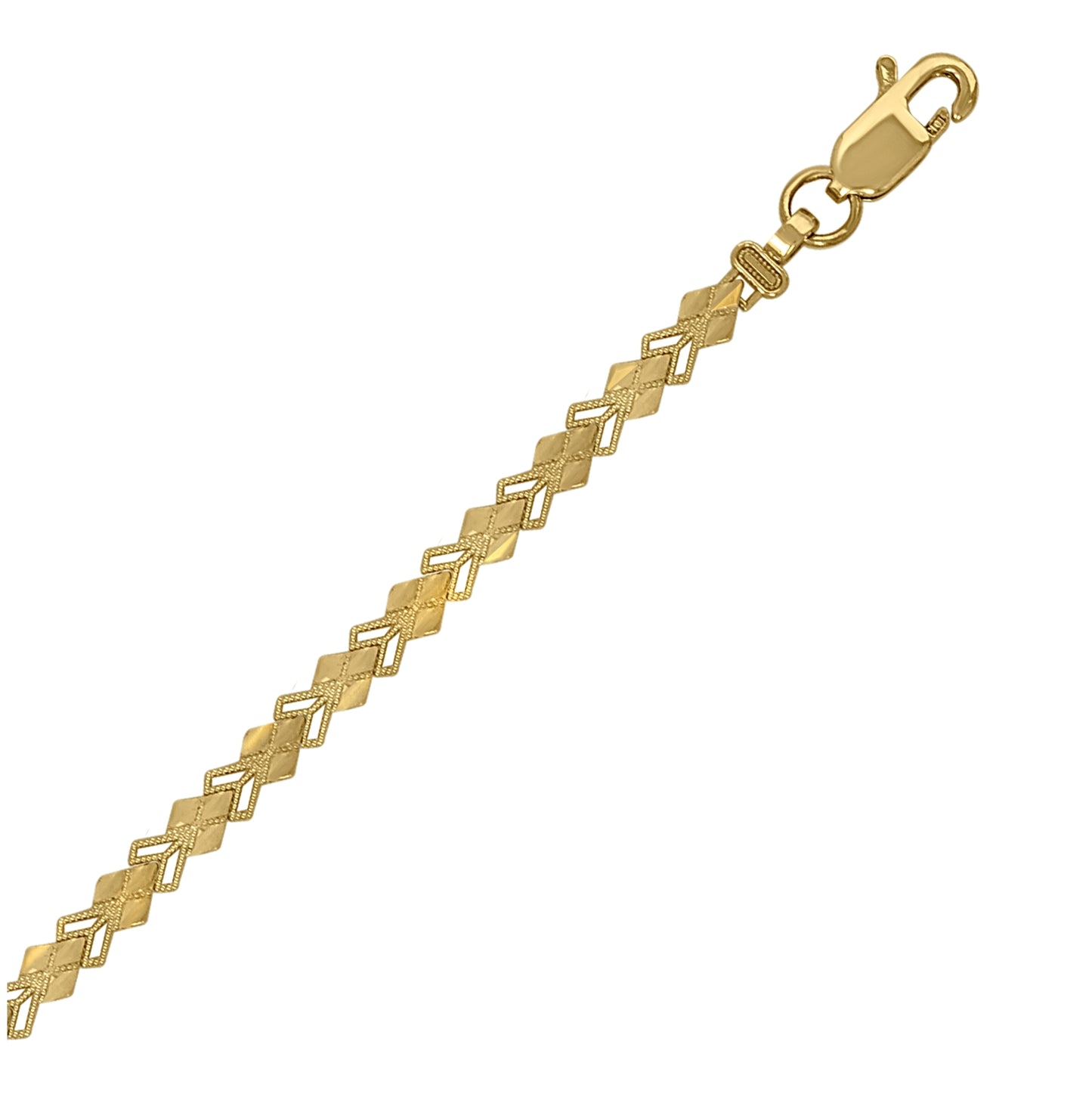 10K Yellow Gold Womens Kite Link Bracelet Size 7 Inches