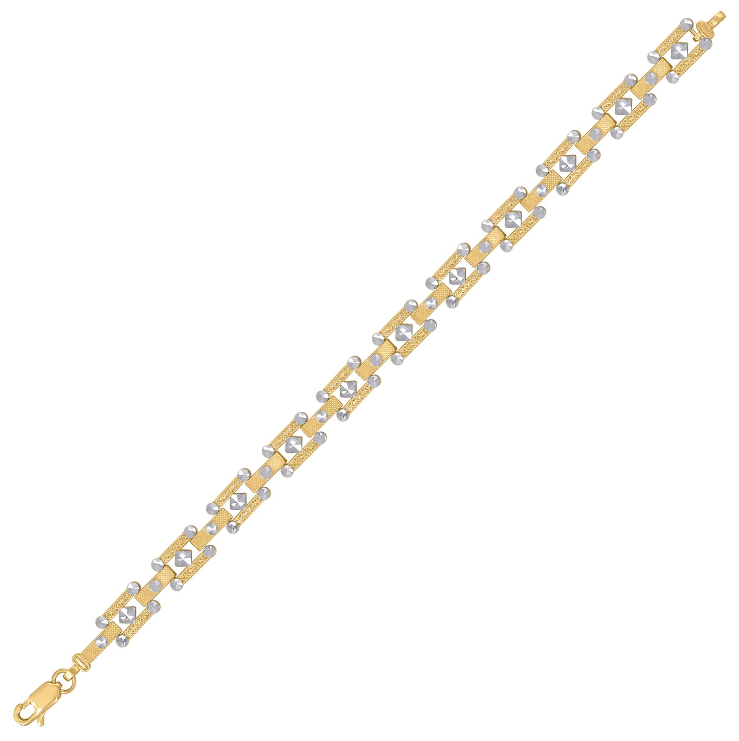 10K Two-Tone Gold Womens Link Bracelet Size 8 Inches