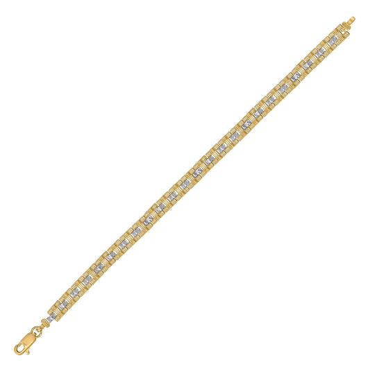 10K Two-Tone Gold Womens H Link Bracelet Size 8 Inches
