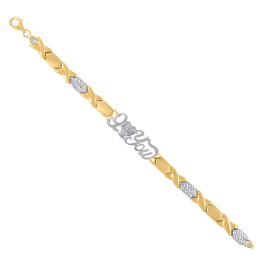 10K Two-tone Gold Womens Stampato I Love You Heart Bracelet