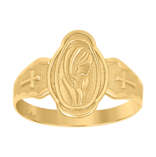 10K Gold Womens Two-Tone Textured No.1 Mom Band Ring