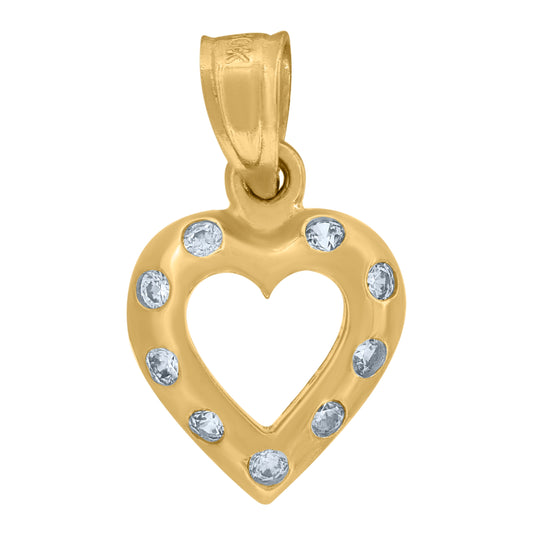 10K Yellow Gold Womens Cubic Zirconia Cubic-Zirconia Heart Charm Pendant
