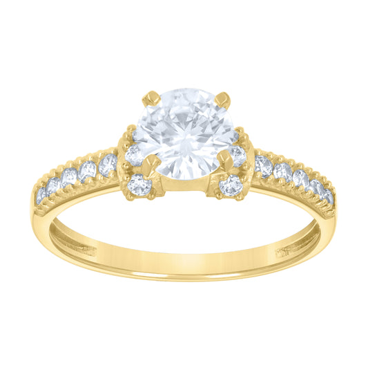 14K Two-Tone Gold Womens Cubic Zirconia Engagement Ring