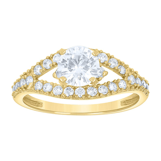 14K Two-Tone Gold Womens Cubic Zirconia Engagement Ring