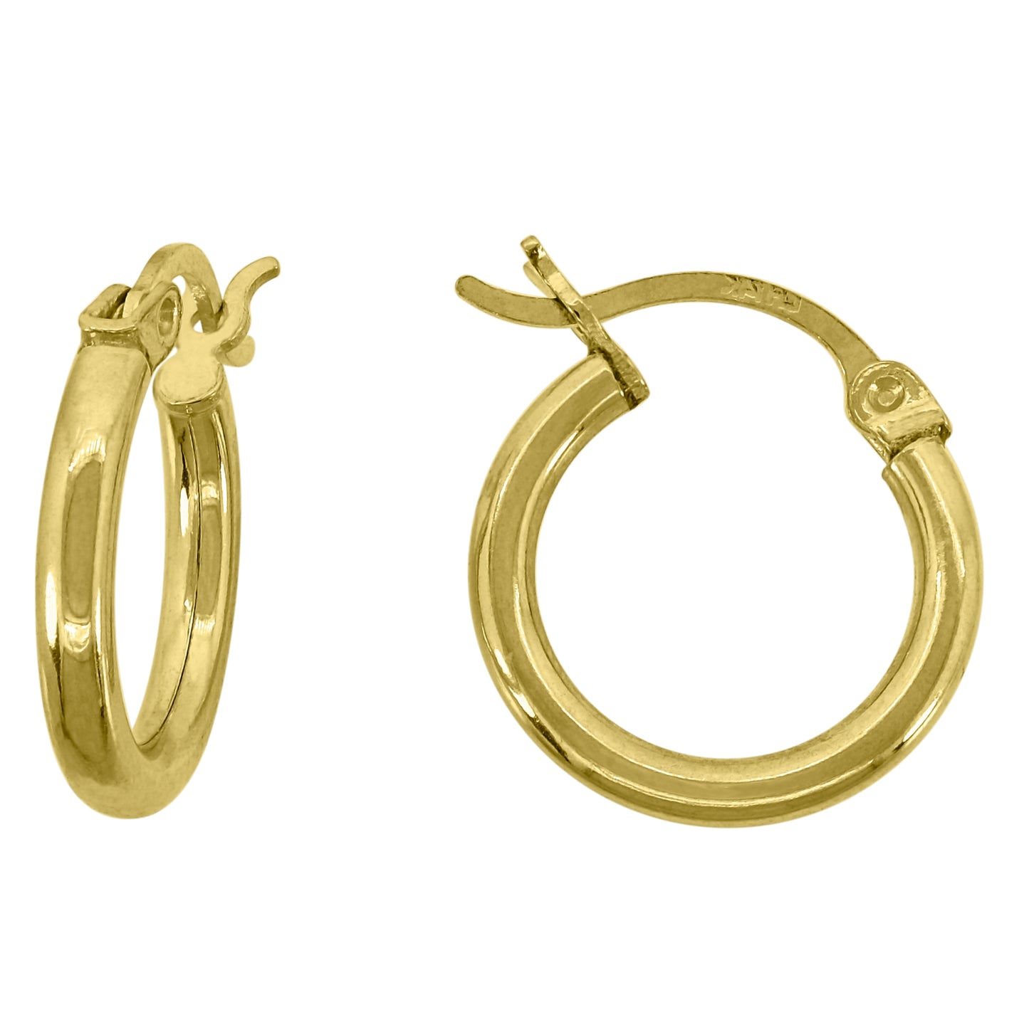 14K Yellow Gold Womens Polished Huggie Hoop Earrings