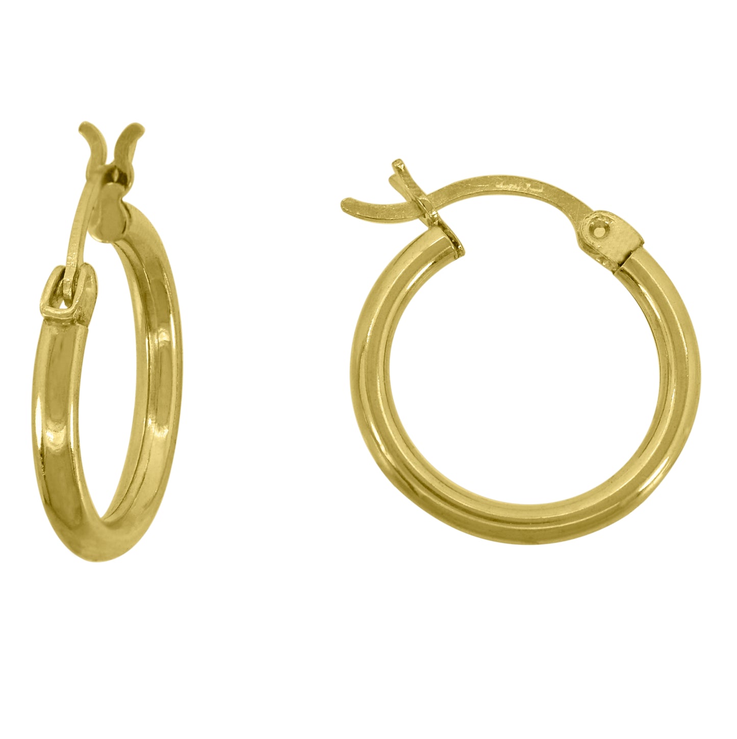 14K Yellow Gold Womens Polished Huggie Hoop Earrings