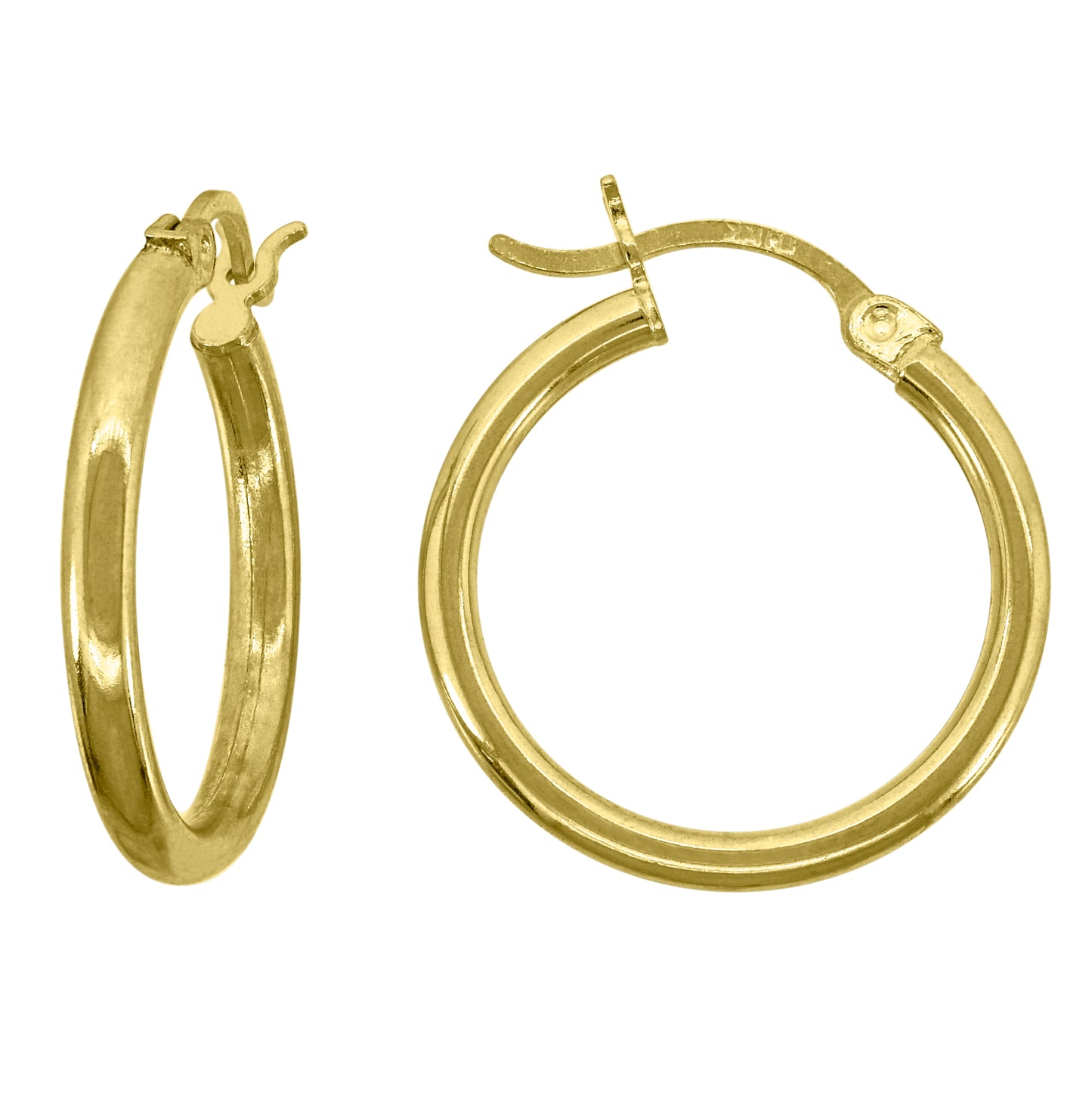 14K Yellow Gold Womens Polished Huggie Hoop Earrings