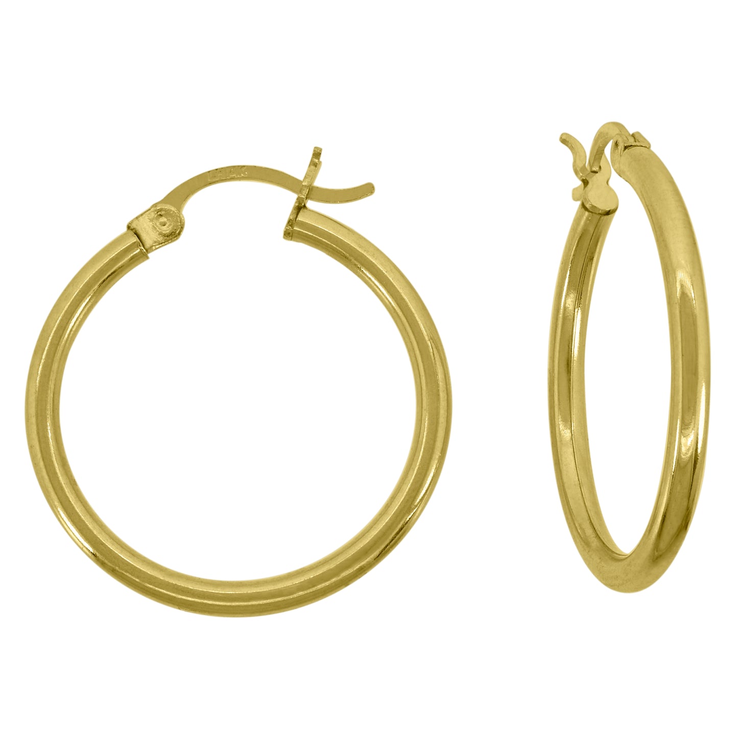 14K Yellow Gold Womens Polished Huggie Hoop Earrings