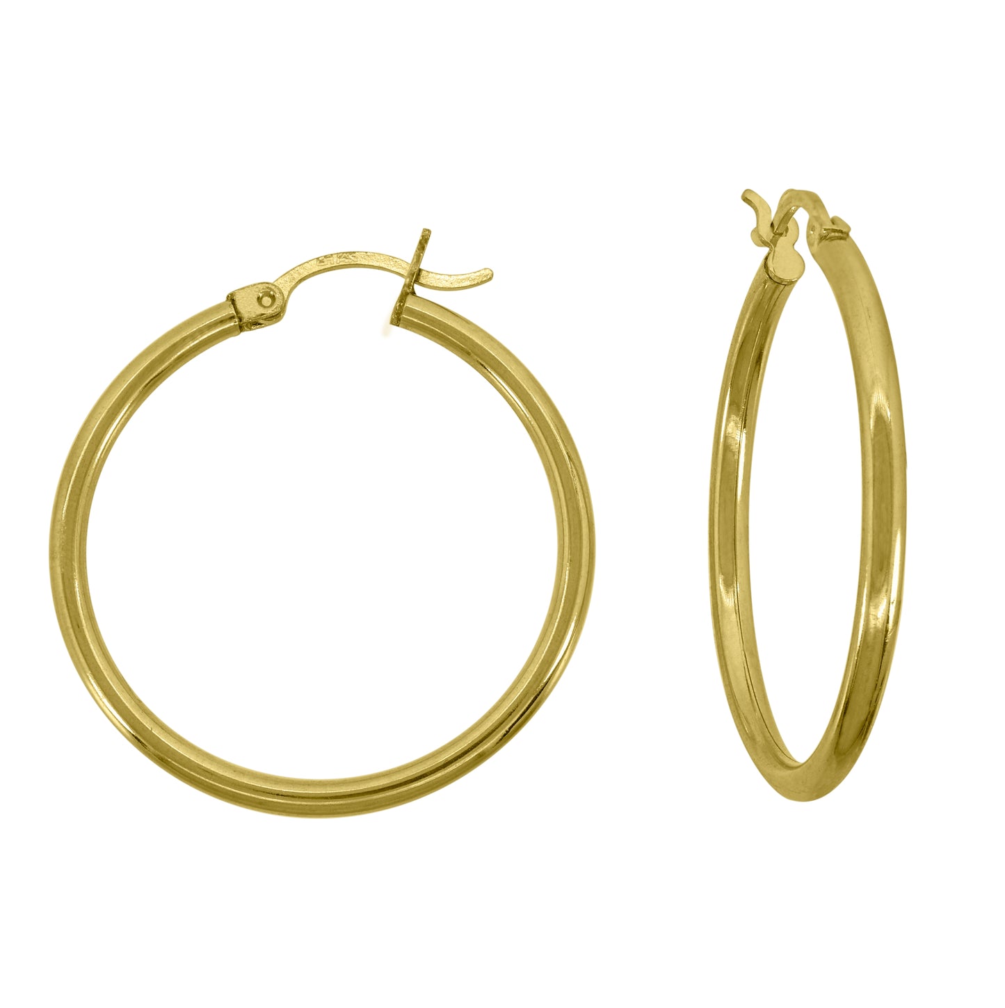 14K Yellow Gold Womens Polished Huggie Hoop Earrings