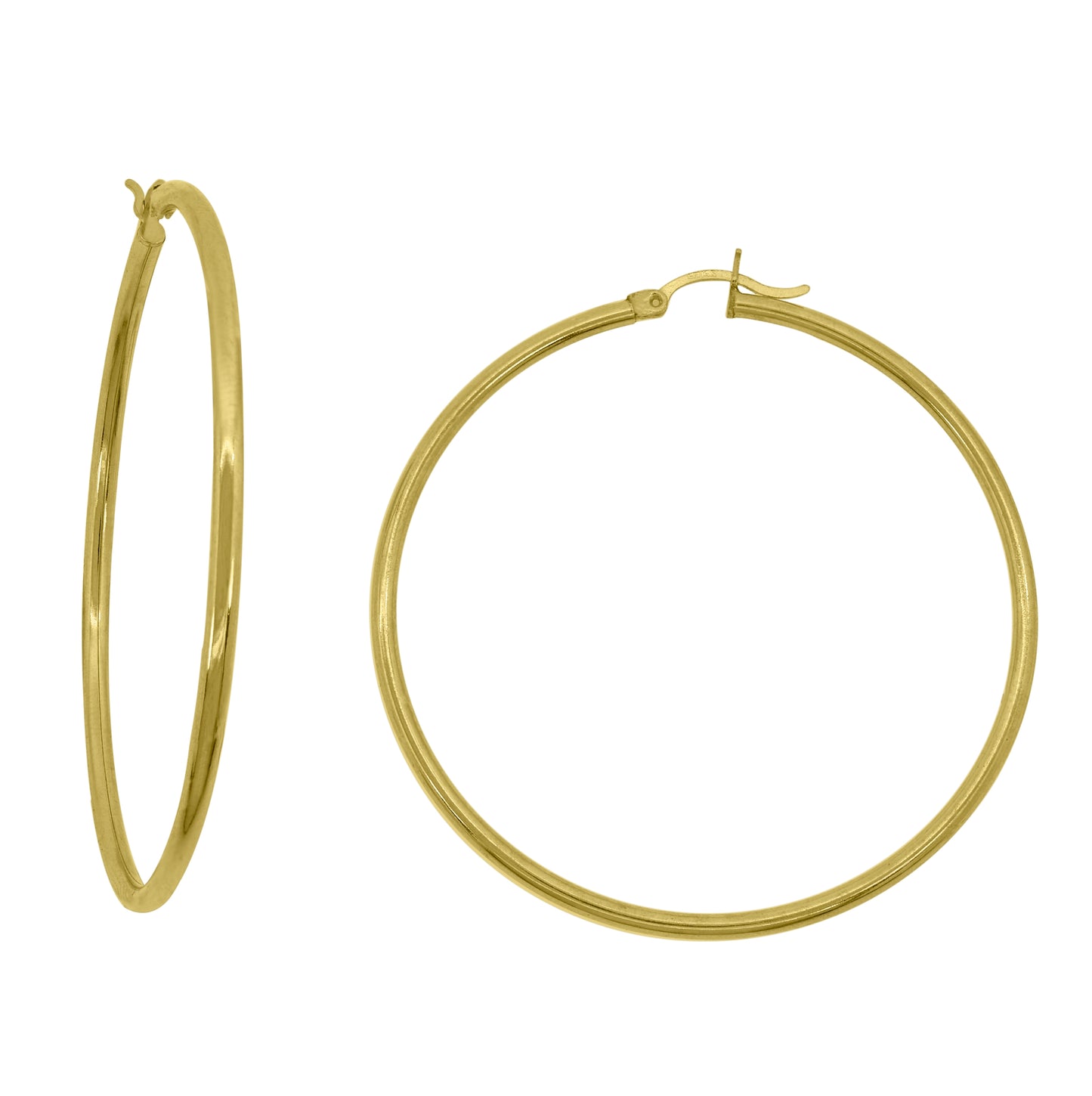 14K Yellow Gold Womens Polished Huggie Hoop Earrings