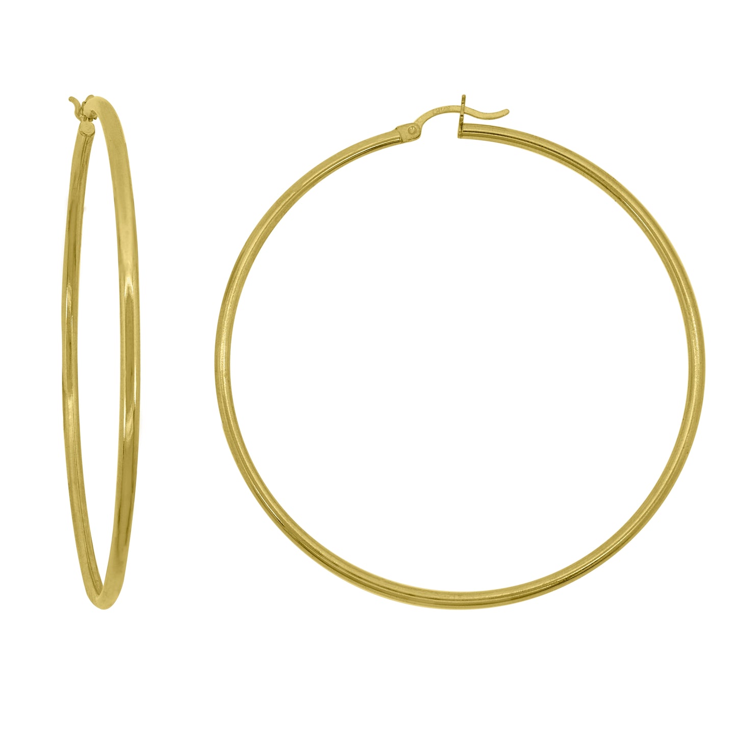 14K Yellow Gold Womens Polished Huggie Hoop Earrings