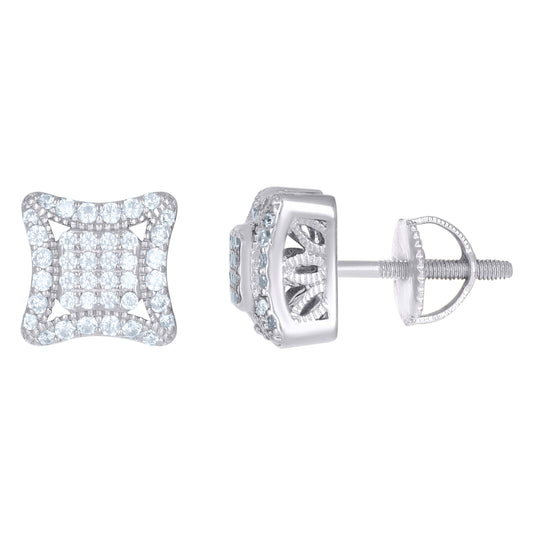 Sterling Silver Or Yellow-Tone Unisex Cubic-Zirconia Fashion Stud Earrings