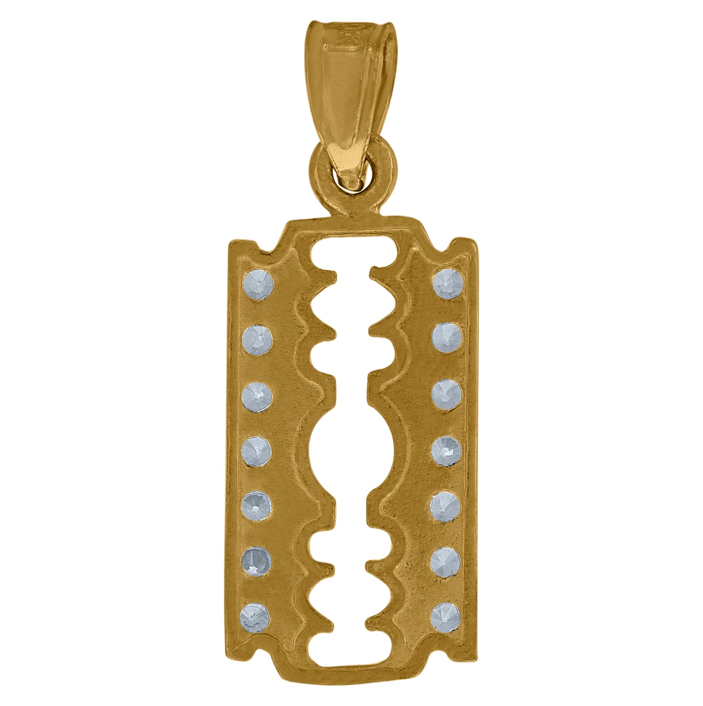 10K Yellow Gold Mens Cubic Zirconia Cubic-Zirconia Razor Charm Pendant