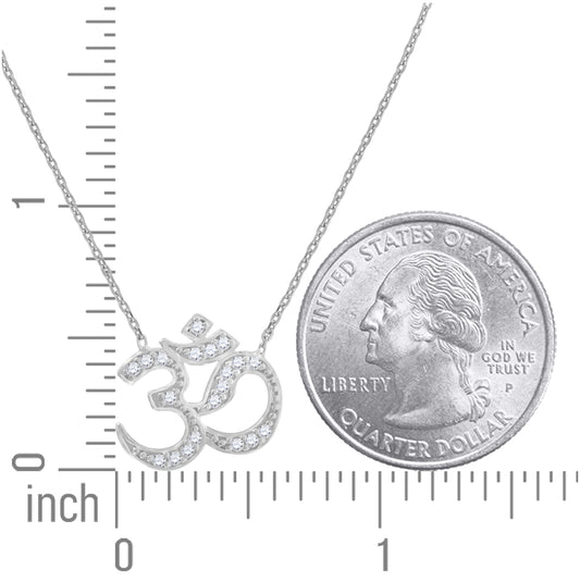 Sterling Silver Women Cubic Zirconia Rolo Link Ohm Necklace