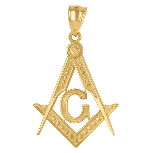 10K Yellow Gold Mens Masonic Freemasonry Occupation Charm Pendant