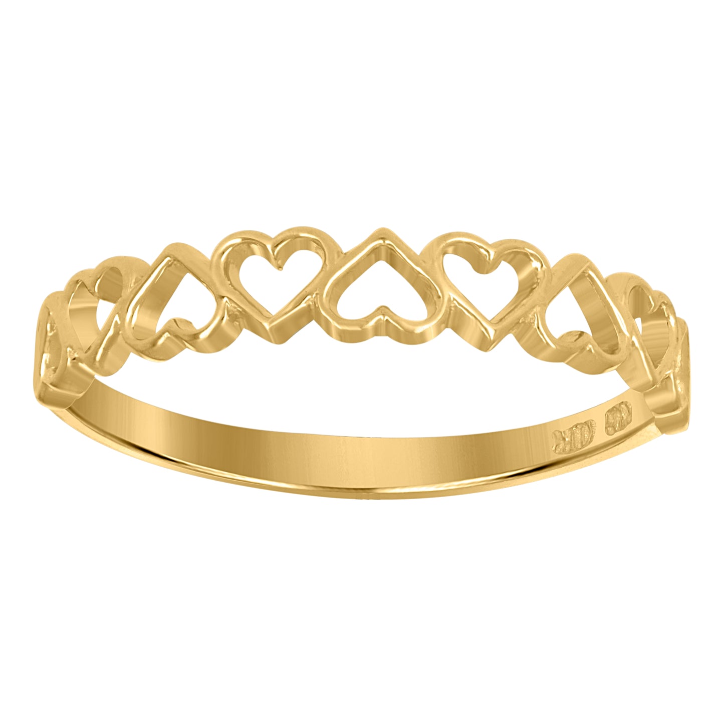 10K Yellow Gold Womens Heart Band Ring