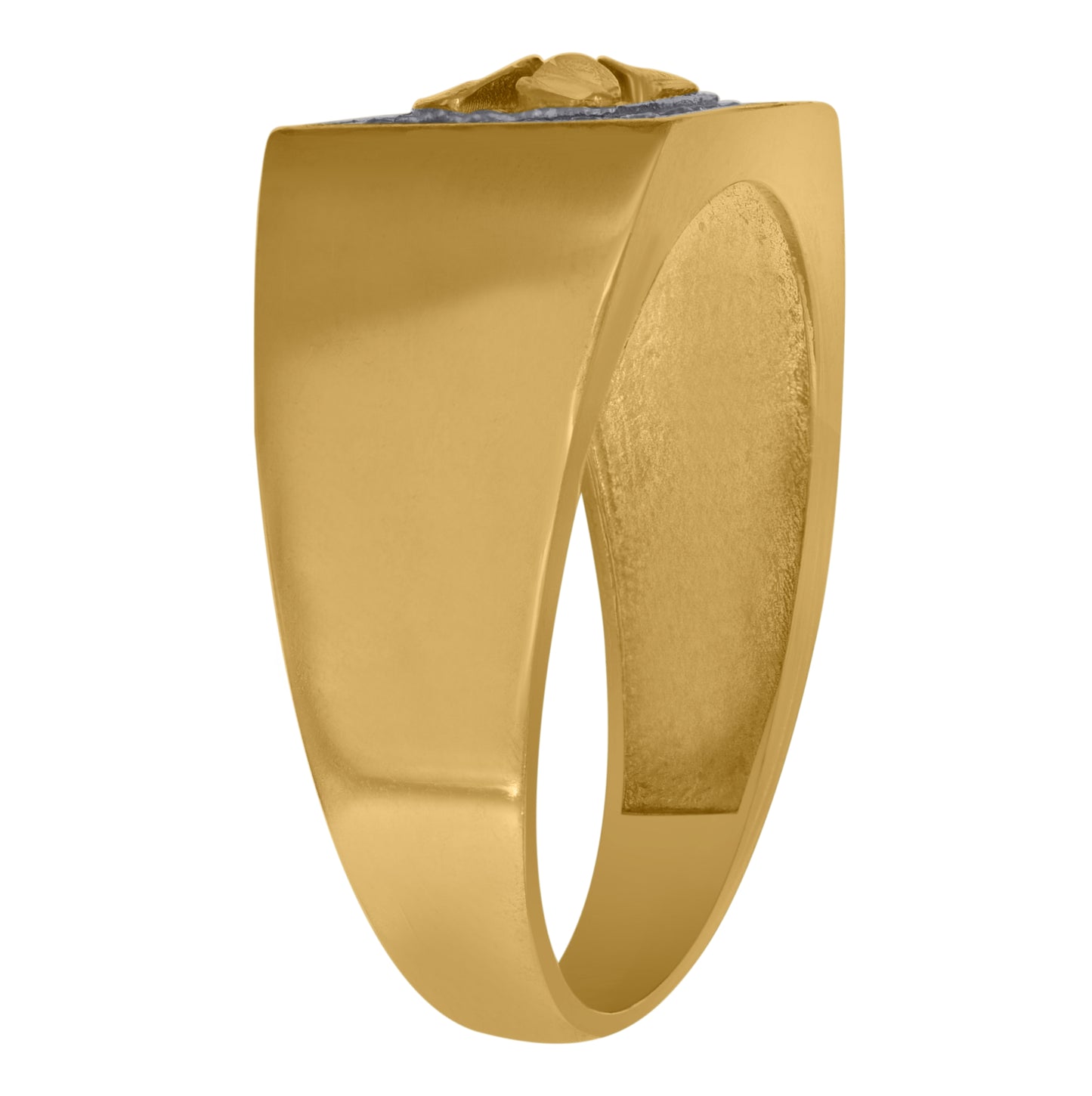 10K Two-Tone Gold Mens Cubic Zirconia Diamond Cut Nugget Square Head Ring