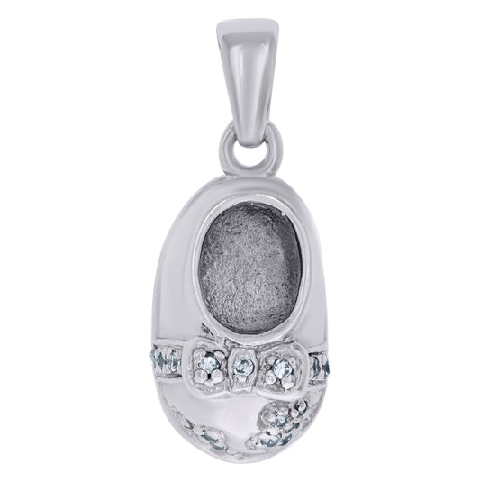 Sterling Silver Womens Cubic-Zirconia Baby Shoe Fashion Charm Pendant