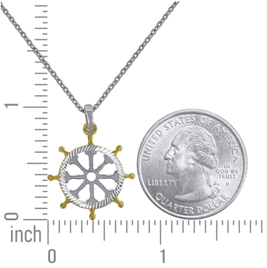 Sterling Silver Yellow-Tone Women Rolo Link Anchor Necklace