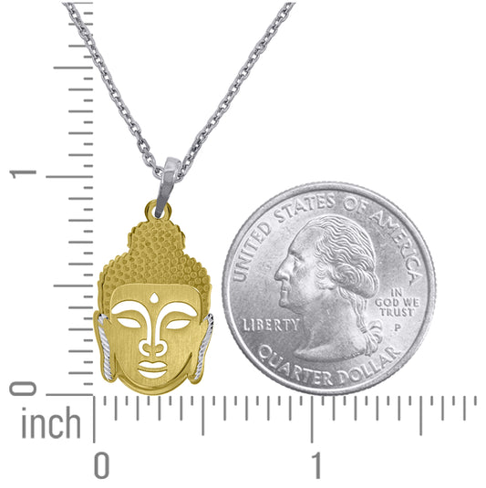 Sterling Silver Yellow-Tone Women Rolo Link Buddha Necklace