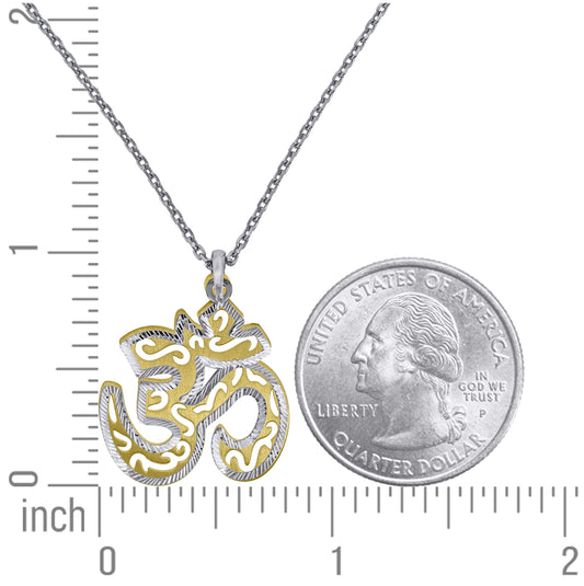 Sterling Silver Yellow-Tone Women Rolo Link Ohm Necklace