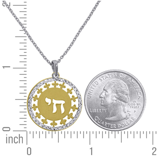 Sterling Silver Yellow-Tone Women Rolo Link Chai Necklace