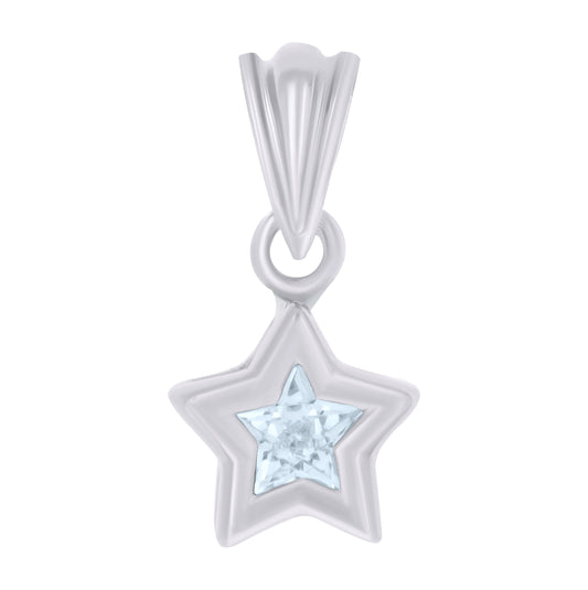 Sterling Silver Womens Star Cubic-Zirconia Star Celestial Charm Pendant