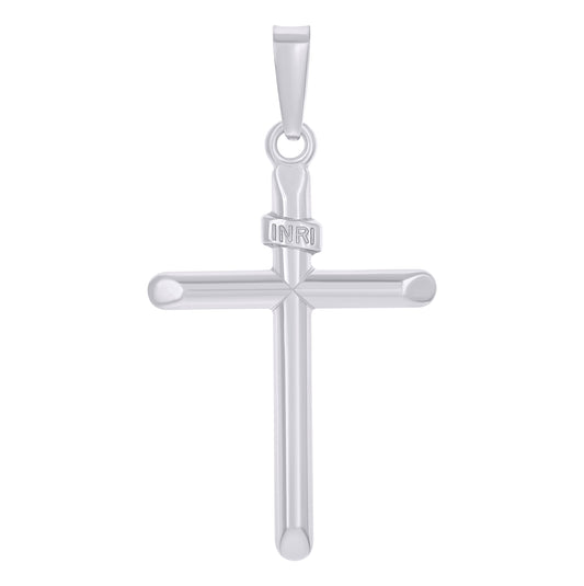 Sterling Silver Unisex Inri Cross Religious Charm Pendant