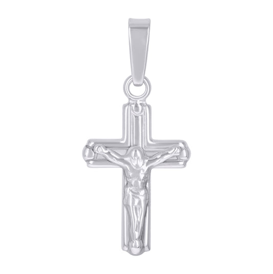 Sterling Silver Unisex Cubic-Zirconia Cross Crucifix Religious Charm Pendant