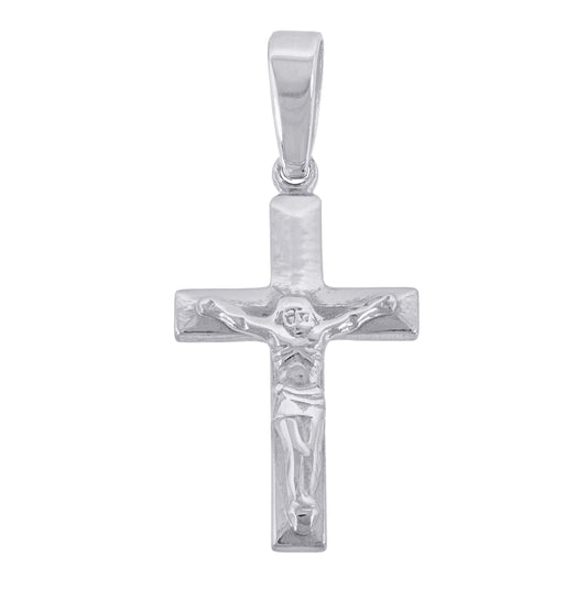 Sterling Silver Unisex Cubic-Zirconia Religious Crucifix Charm Pendant