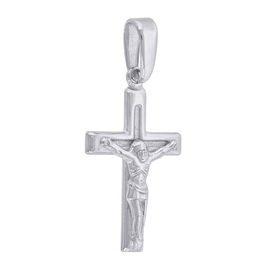 Sterling Silver Unisex Cubic-Zirconia Religious Crucifix Charm Pendant