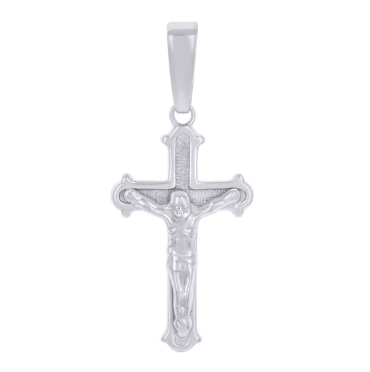 Sterling Silver Unisex Cubic-Zirconia Religious Crucifix Charm Pendant