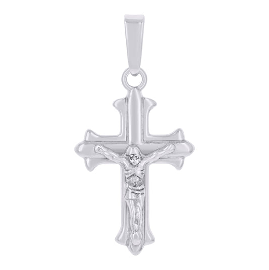 Sterling Silver Unisex Cubic-Zirconia Religious Crucifix Charm Pendant