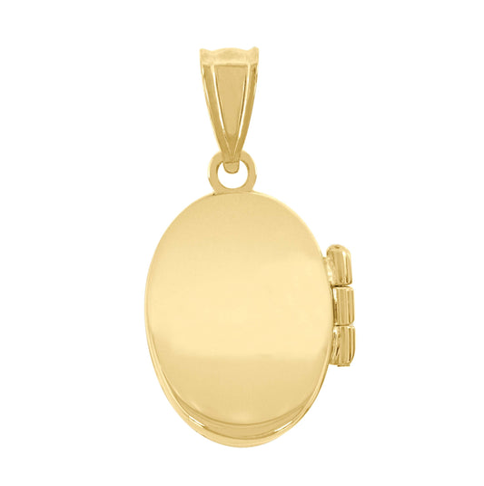 14K Gold Polished Oval Locket Pendant