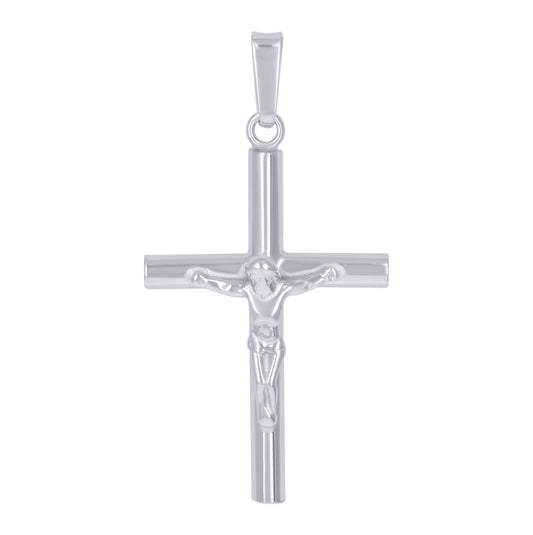 Sterling Silver Unisex Cubic-Zirconia Religious Crucifix Charm Pendant
