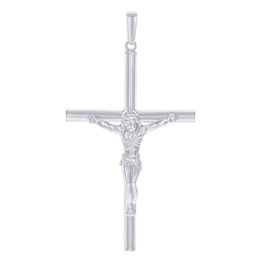 Sterling Silver Unisex Cubic-Zirconia Cross Crucifix Religious Charm Pendant
