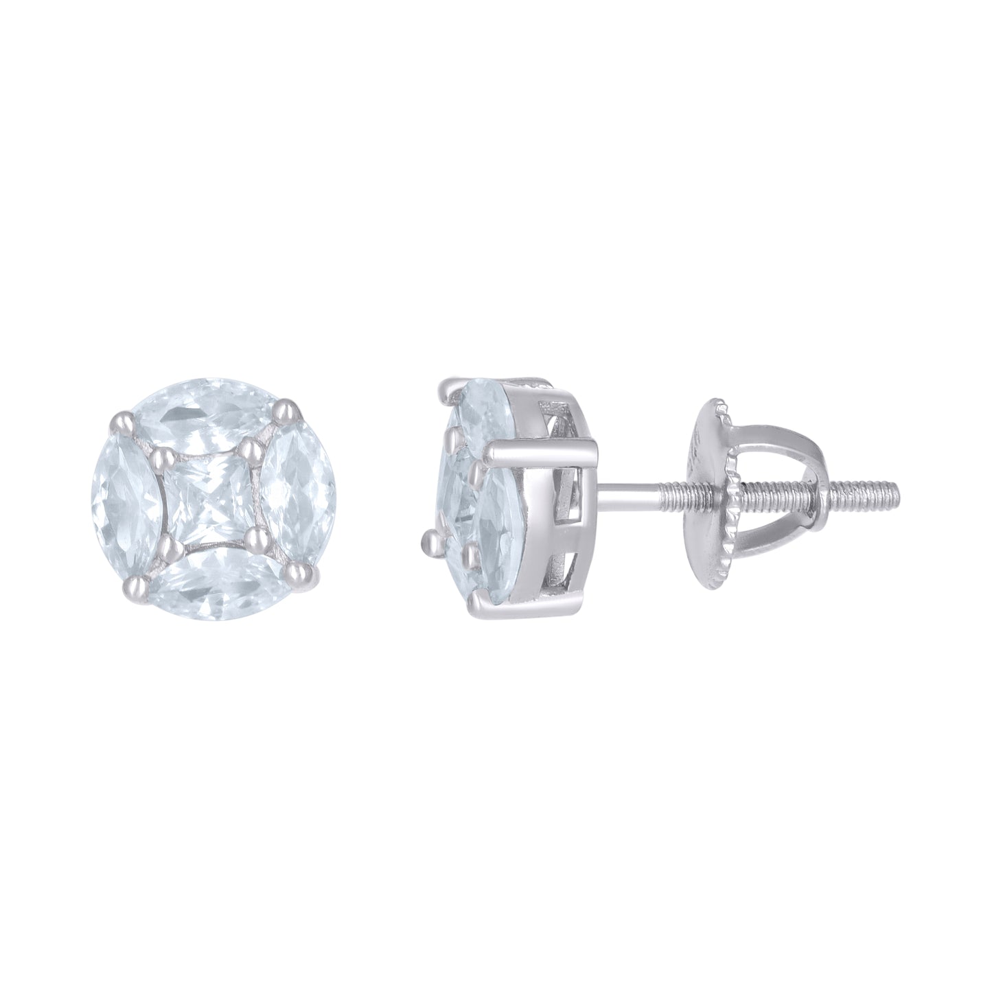 Sterling Silver Or Yellow-Tone Unisex Cushion-Cut Cubic-Zirconia Fashion Stud Earrings
