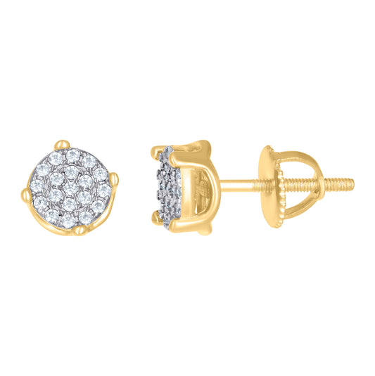 Sterling Silver Or Yellow-Tone Womens Cubic-Zirconia Round Fashion Stud Earrings