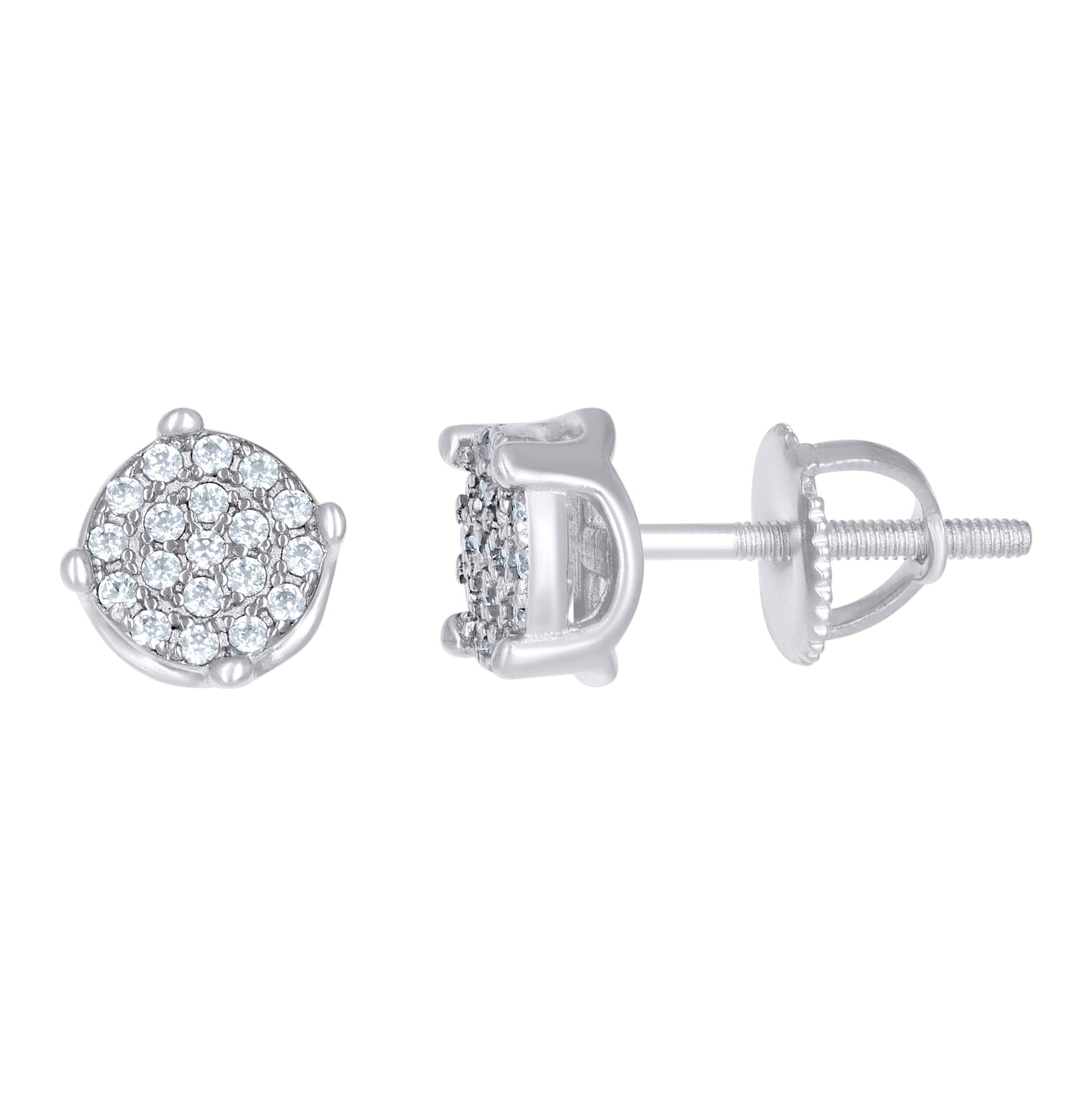 Sterling Silver Or Yellow-Tone Womens Cubic-Zirconia Round Fashion Stud Earrings