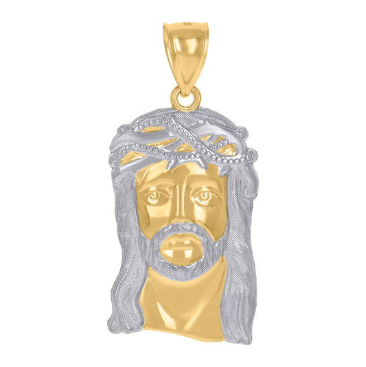 10K Two-Tone Gold Mens Women Jesus Christ Religious Charm Pendant