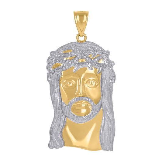 10K Two-Tone Gold Mens Women Jesus Christ Religious Charm Pendant