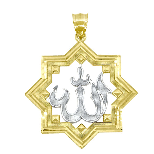 10K Two-Tone Gold Mens Women Diamond-Cut Religious Charm Pendant