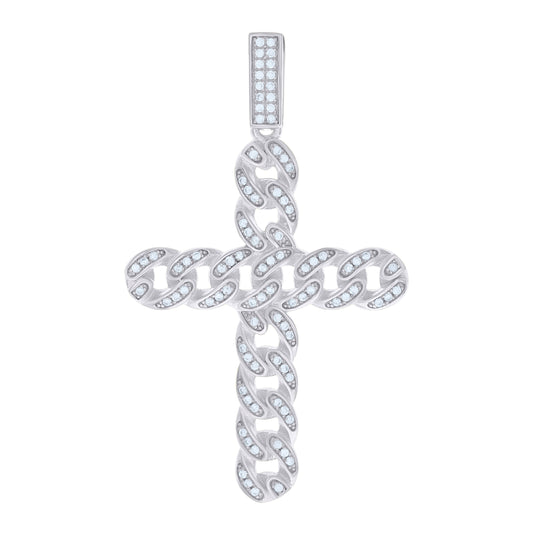 Sterling Silver Unisex Cubic Zirconia Cross Religious Charm Pendant