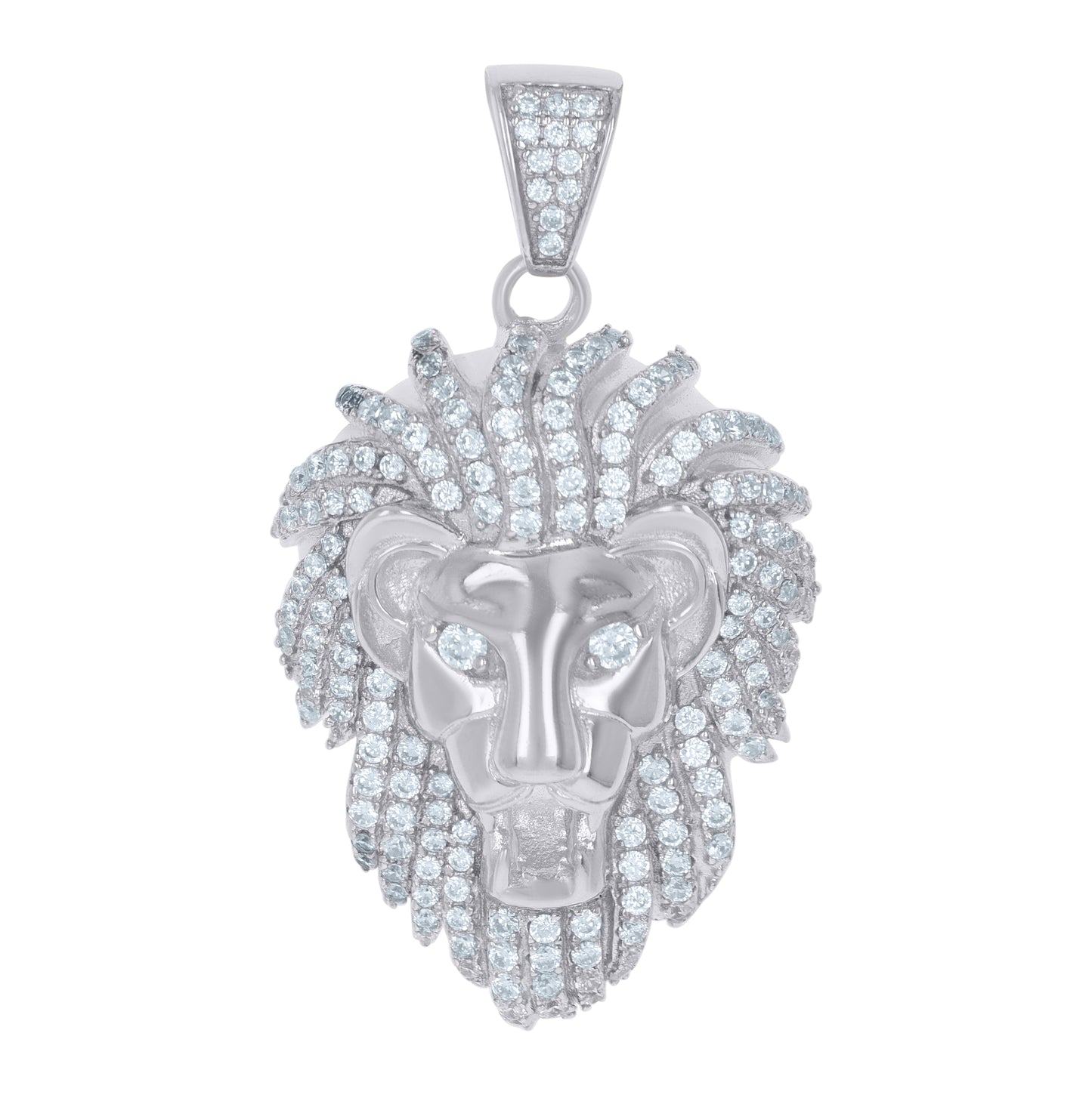 Sterling Silver Men Cubic-Zirconia Zodiac Sign/Wildlife Animal Leo/Lion Charm Pendant