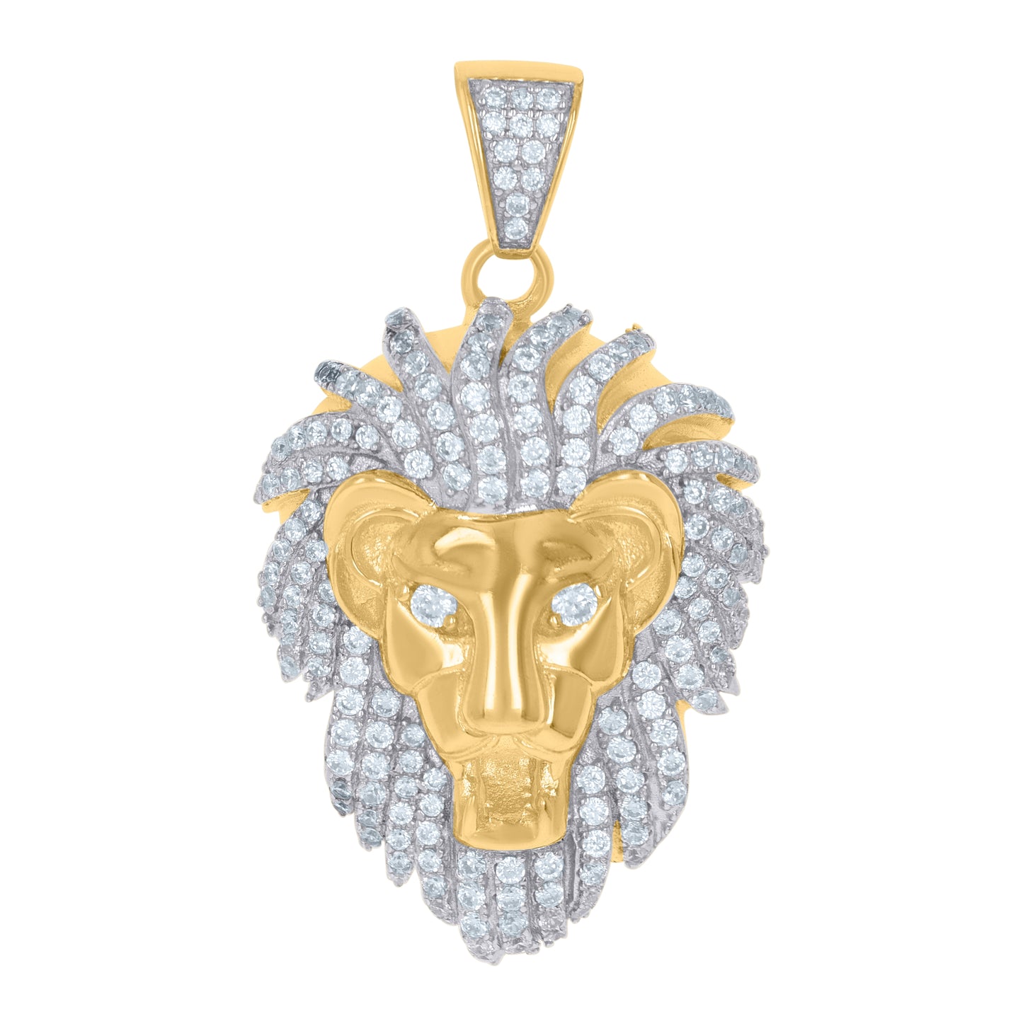 Sterling Silver Men Cubic-Zirconia Zodiac Sign/Wildlife Animal Leo/Lion Charm Pendant