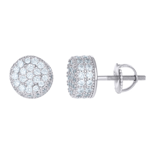 Sterling Silver Or Yellow-Tone Unisex Cubic Zirconia Round Stud Earrings