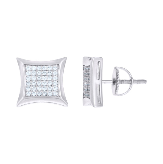 Sterling Silver Or Yellow-Tone Unisex Cubic Zirconia Kite Stud Earrings