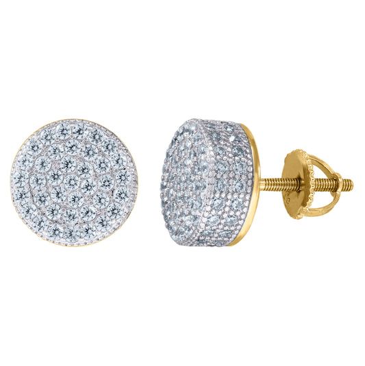 Sterling Silver Yellow-Tone Unisex Cubic Zirconia Round Halo Stud Earrings