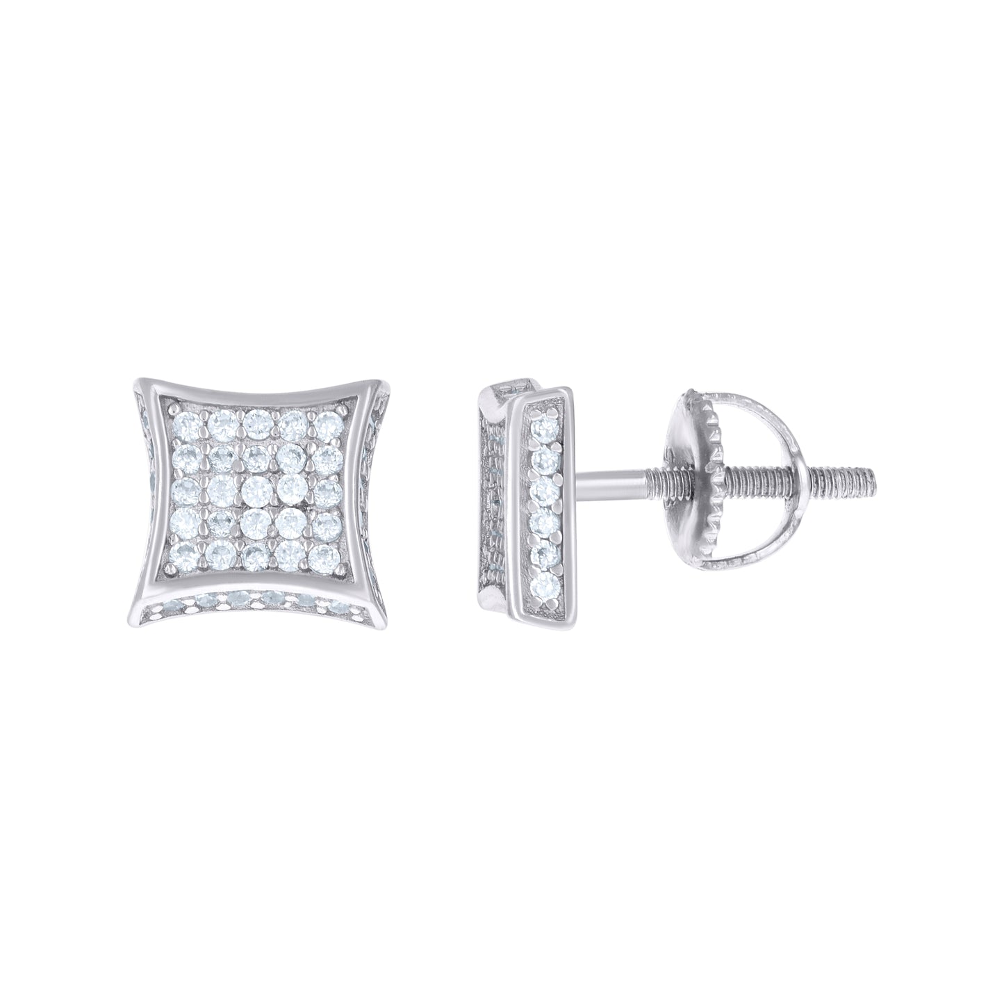 Sterling Silver Or Yellow-Tone Unisex Cubic Zirconia Kite Stud Earrings